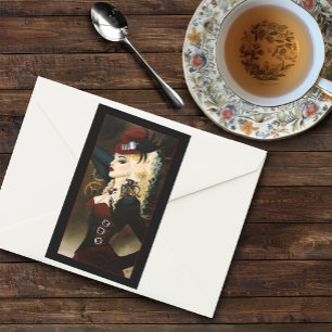 Elegant Lady Steampunk Victorian Red Clockwork Sticker