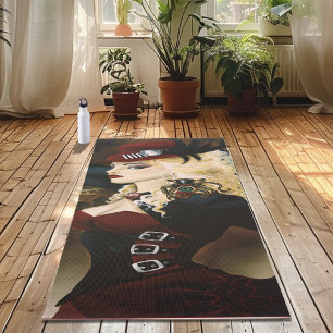 Elegant Lady Steampunk Victorian Red Clockwork  Yoga Mat