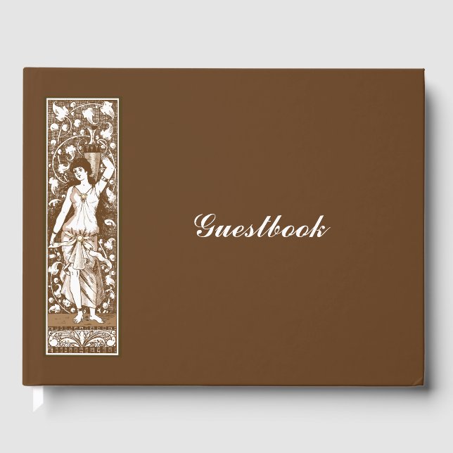Elegant lady with urn classical border guest book (Front)
