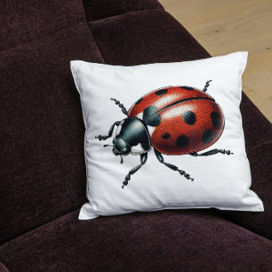 Elegant Ladybug Ladybird Nature Inspired Art  Throw Pillow