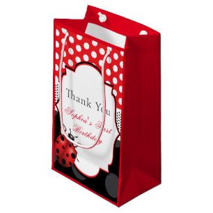 Elegant Ladybug Personalized Thank You Small Gift Bag