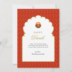 Elegant Lamp Diya with Photo Diwali Card 