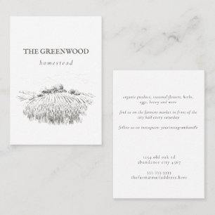 Elegant Landscape Sketch Homestead Farm Business Card