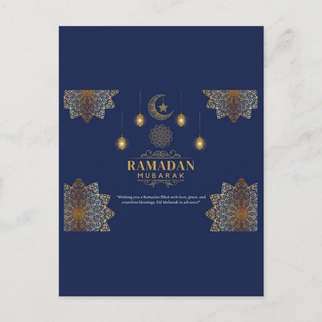 Elegant Lantern Glow Ramadan Greeting  Postcard (Front)