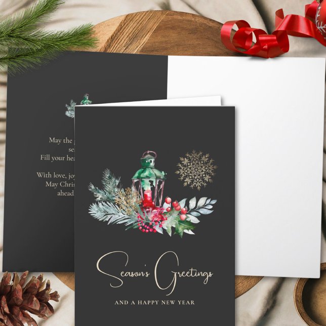 Elegant Lantern Minimalist Poem Merry Christmas Holiday Card (Creator Uploaded)