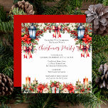 Elegant Lanterns | Candles Floral Christmas Party Invitation<br><div class="desc">Elegant and refined lanterns and candles with poinsettias in red and white intermingled with holly and berries "Christmas Party" design.</div>