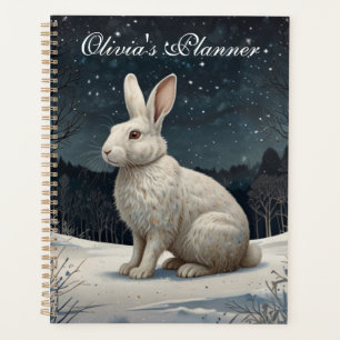Elégant lapin blanc Noël forêt enneigée