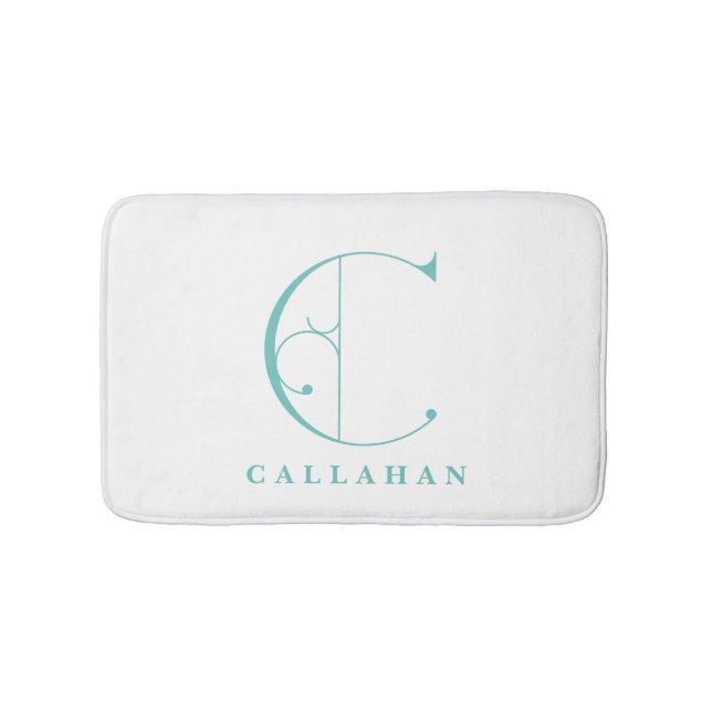 Elegant Large Monogram C Scroll Typography Bath Mat (Front)