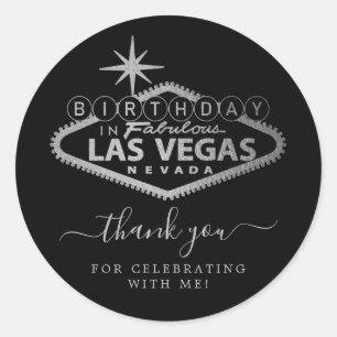 Elegant Las Vegas Birthday Party Thank You Classic Round Sticker
