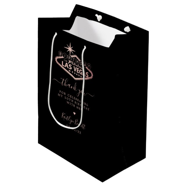 Elegant Las Vegas Birthday Party Thank You Medium Gift Bag (Front Angled)