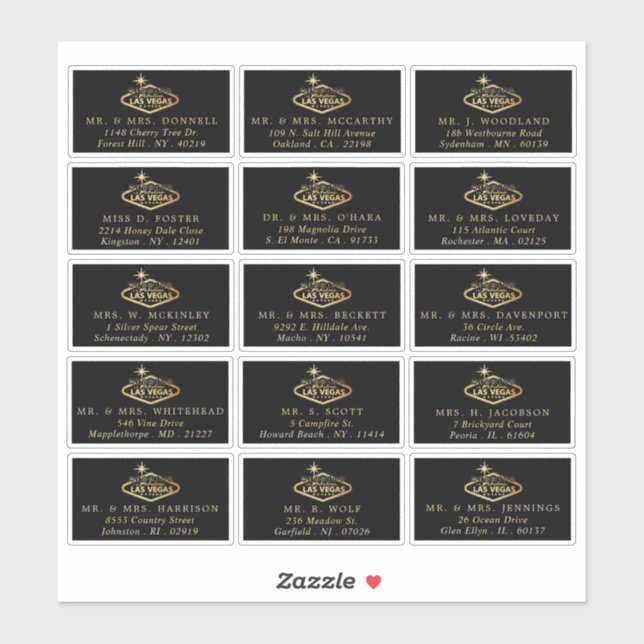 Elegant Las Vegas Destination Wedding Address (Sheet)