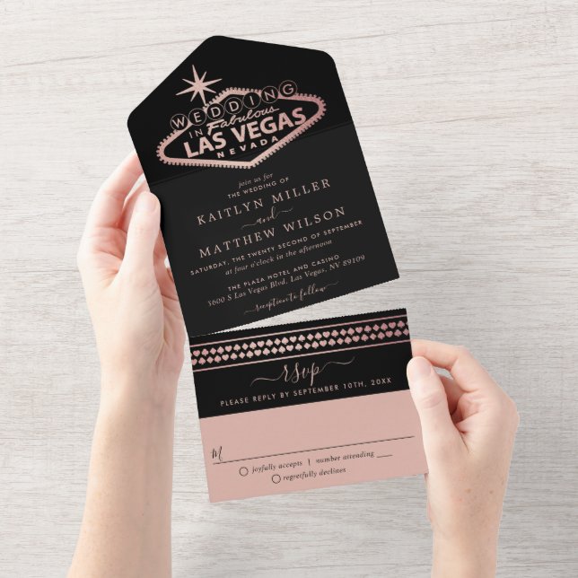 Elegant Las Vegas Destination Wedding All In One Invitation (Tearaway)