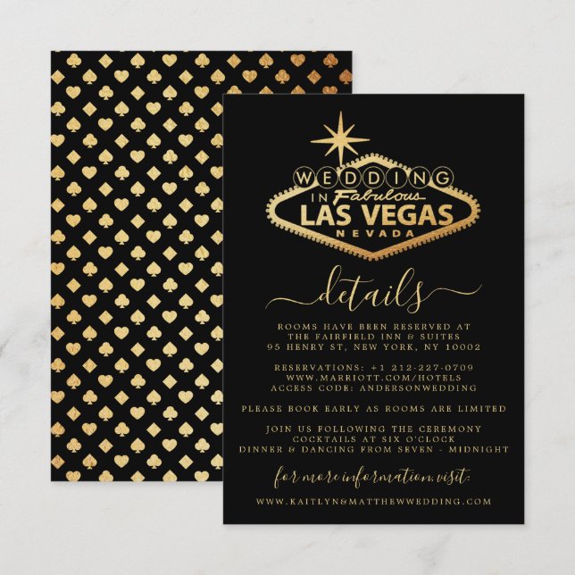 Elegant Las Vegas Destination Wedding Detail Enclosure Card (Front/Back)