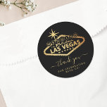 Elegant Las Vegas Destination Wedding Thank You Classic Round Sticker<br><div class="desc">Celebrate in style with these modern and very trendy wedding stickers. This design is easy to personalize with your special event wording and your guests will be thrilled when they receive these fabulous stickers.</div>