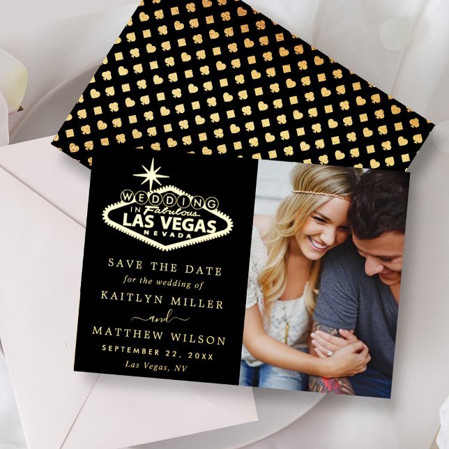 Elegant Las Vegas Wedding Photo Save The Date Real (Creator Uploaded)