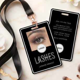 Elegant LASH Technician Black White Photo Lanyard  Badge