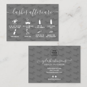 Elegant lashes aftercare grey illustrations business card