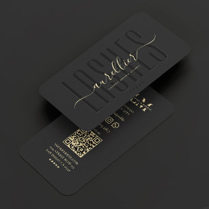 Elegant Lashes Makeup Artist Black Beauty  Business Card