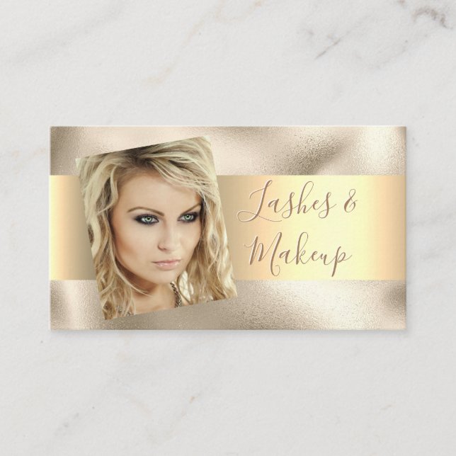 Elegant Lashes & Makeup Artist, DIY Name Gold Vs 2 Business Card (Front)