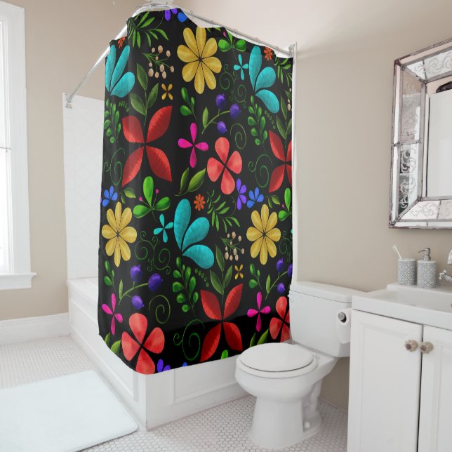 Elegant Latin American Folk Floral Black (In Situ)