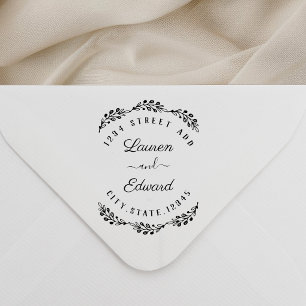 Elegant Laurel Couple Names Wedding Return Address Self-inking Stamp