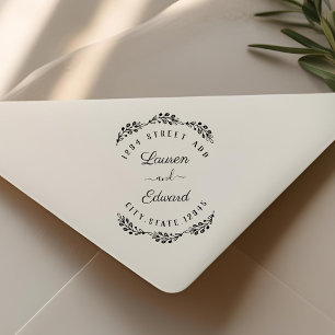 Elegant Laurel Couple Names Wedding Return Address Self-inking Stamp