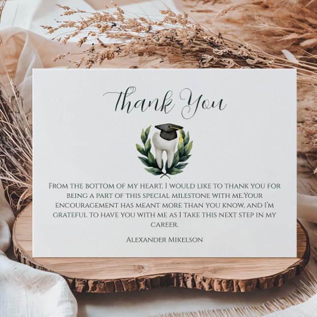 Elegant Laurel Dental Graduation Thank You Card (Creator Uploaded)