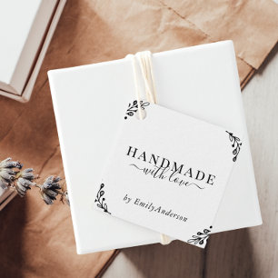Elegant Laurel Handmade with Love Business Product Favour Tags