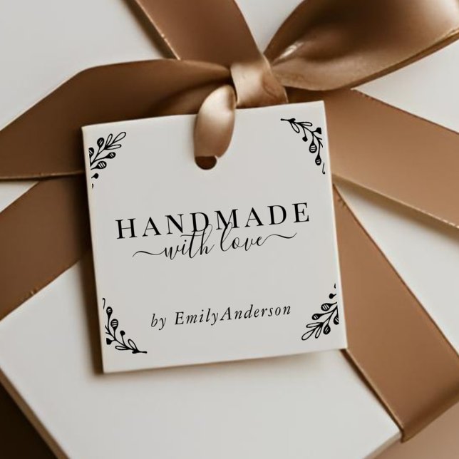 Elegant Laurel Handmade with Love Business Product Self-inking Stamp (Creator Uploaded)