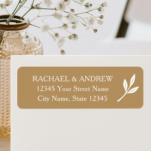 Elegant Laurel Leaf Gold Mariage Adresse de retour