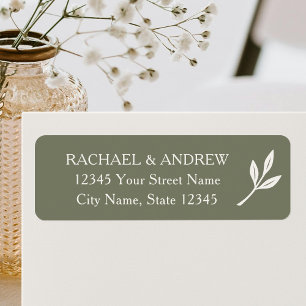 Elegant Laurel Leaf Green Mariage Adresse de retou