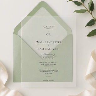 Elegant Laurel Leaf Minimalist Wedding Acrylic Invitations
