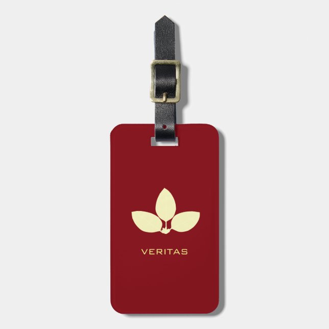 Elegant Laurel on Burgundy Red Luggage Tag (Front Vertical)