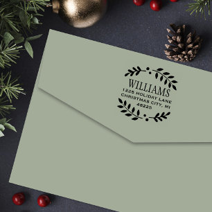 Elegant Laurel Wreath Holiday Return Address Self-inking Stamp