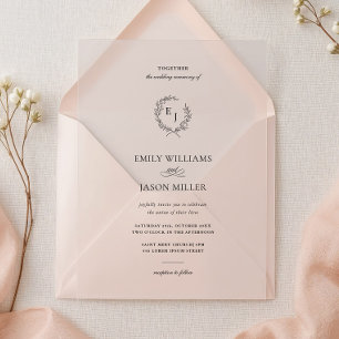 Elegant Laurel Wreath Minimalist Wedding  Acrylic Invitations