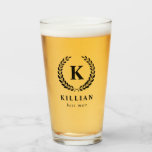 Elegant Laurel Wreath Monogram Best Man Glass<br><div class="desc">Monogrammed beer glass for your best man with his initial inside a laurel wreath with his name beneath.</div>