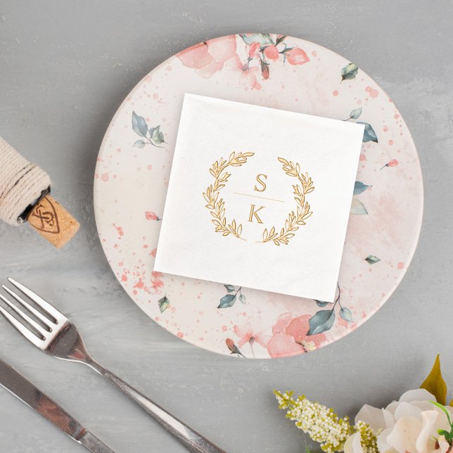 Elegant Laurel Wreath Monogram Mariage (Créateur téléchargé)