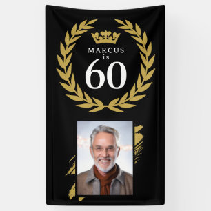 Elegant Laurel Wreath Photo 60th Birthday Banner