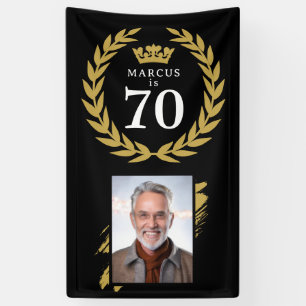 Elegant Laurel Wreath Photo 70th Birthday Banner