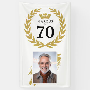 Elegant Laurel Wreath Photo 70th Birthday Banner