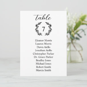 Elegant Laurel Wreath Wedding Table Seating Card