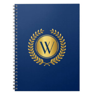 Elegant Laurel Wreath with Monogram Initial Notebook