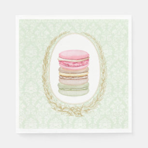 Elegant Laurel Wreath with Pastel Macarons Napkin