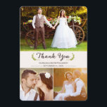 Elegant Laurels Wedding Thank You Photo Flat Card<br><div class="desc">Elegant Laurels Wedding Thank You Photo Flat Card. Please note: The images in this design are placeholders only. Please replace them with photos of your own before purchasing. This three photo wedding thank you card can be customized with your own photos and text. Cream/Ivory background on both front and back....</div>