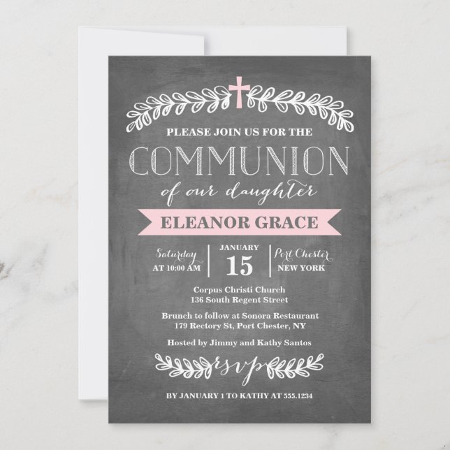 Élégant laurier rose| Invitation à la communion (Devant)