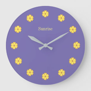 Élégant Lavande Bleu & Fleurs Horloge murale