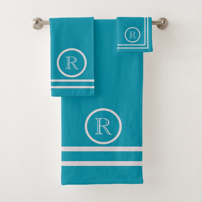 Élégant Lavande Turquoise Personnalisé Monogramme (En situation)