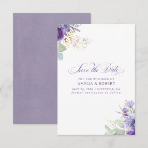 Élégant Lavande Violet Botanique Save the Date