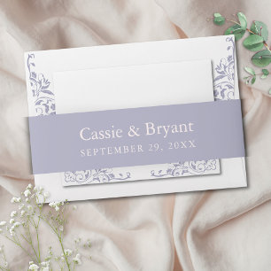 Elegant Lavendar Purple French Lilac Wedding  Invitation Belly Band