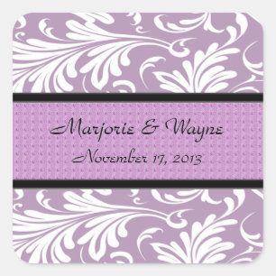 ELEGANT LAVENDAR  SWIRL CUSTOM  WEDDING STICKERS